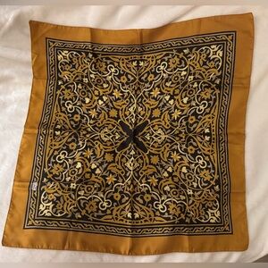 Liberty of London Silk Vintage 1980s Scarf in Mustard and Black 27” Square
